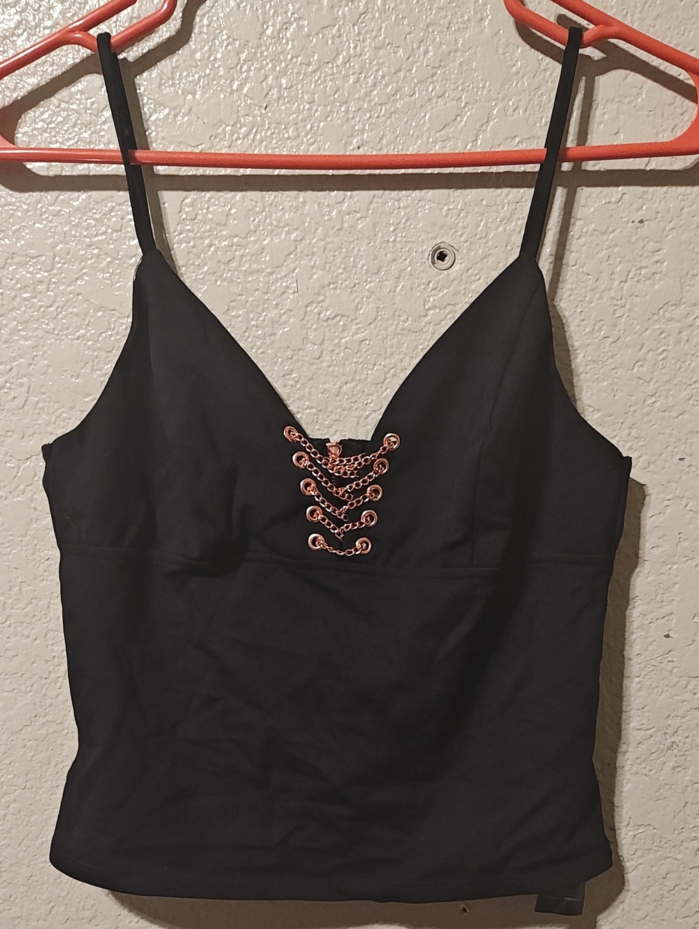 Guess Black Camisole with Rose Gold Lace-Up Detail